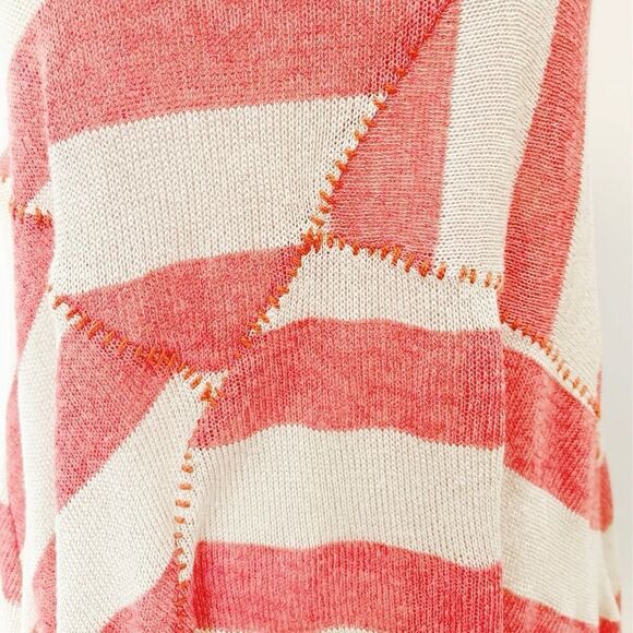 Blu Pepper Orange & Beige Sleeveless Scoop Neck Striped Tunic Sweater Size Small - Picture 3 of 7